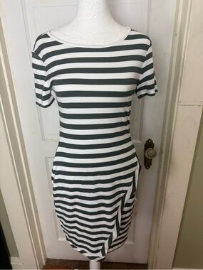 41 Hawthorn Striped Asymmetrical Tulip Hem T-Shirt Dress